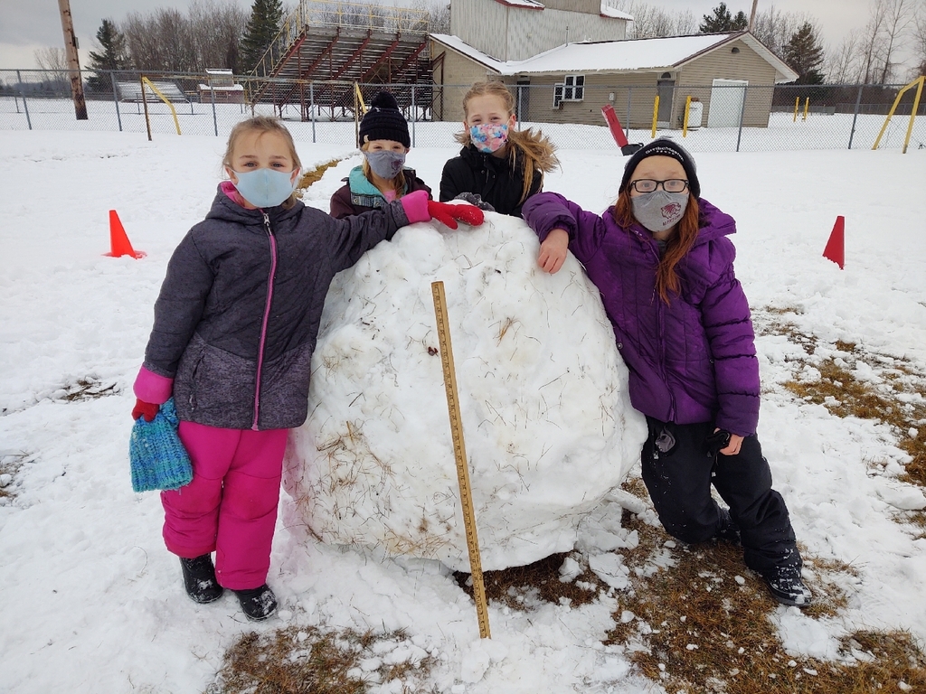 We have been having fun learning in the snow about force and measurement! This group of students rolled the biggest snowball! 