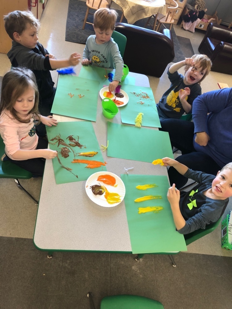 GSRP preschool made turkey tracks and painted with feathers! 