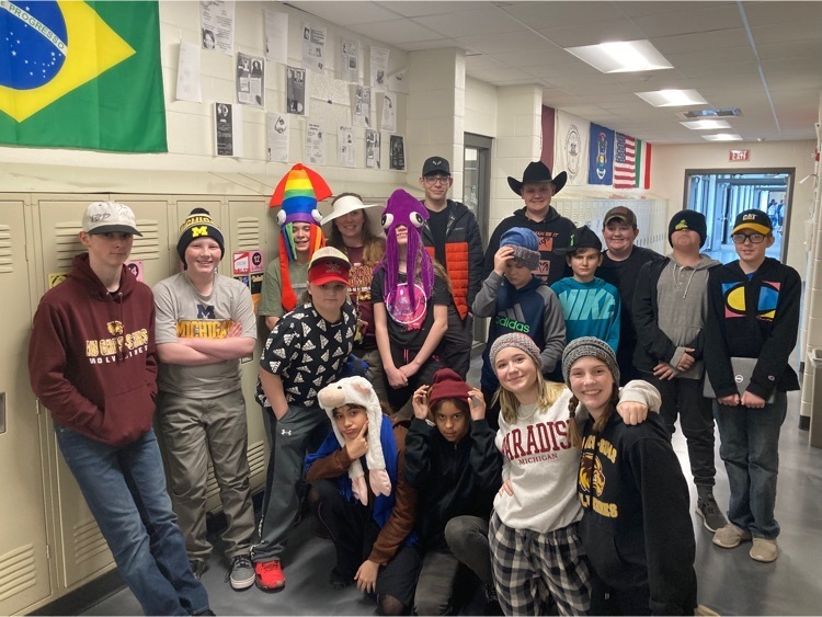Hat Day in middle school for March is Reading Month!  